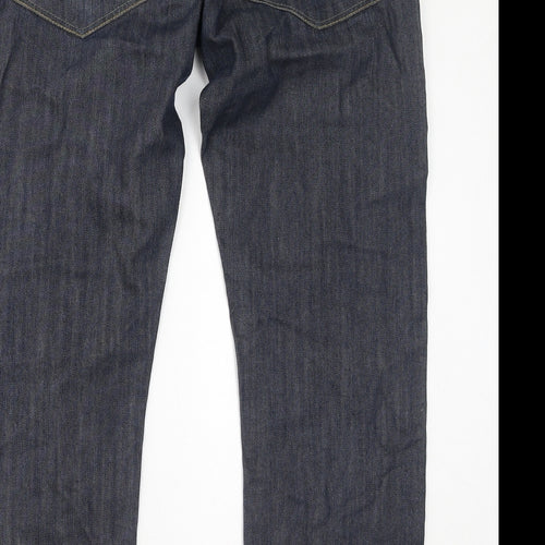 Damaged Mens Blue Cotton Straight Jeans Size 34 in L32 in Regular Zip