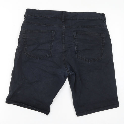H&M Womens Black Cotton Basic Shorts Size 4 L10 in Regular Zip