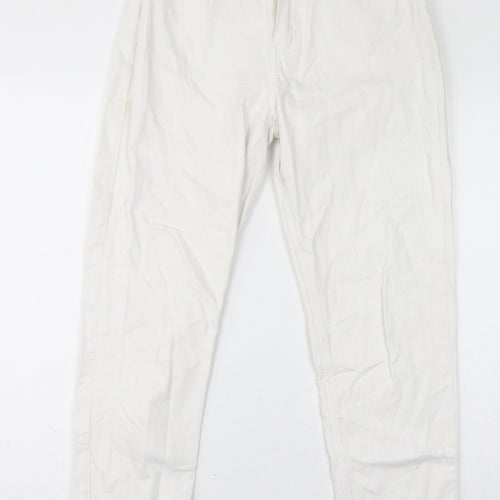 H&M Womens White Cotton Straight Jeans Size 10 L26 in Regular Zip