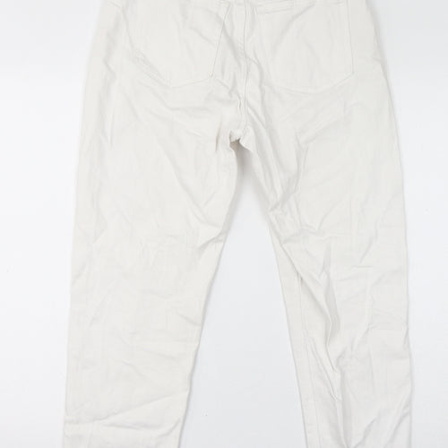 H&M Womens White Cotton Straight Jeans Size 10 L26 in Regular Zip