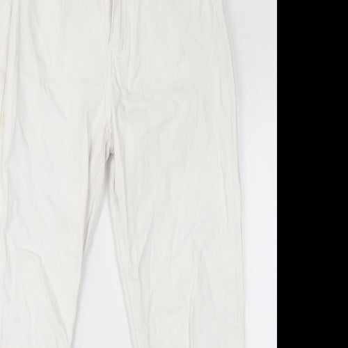 H&M Womens White Cotton Straight Jeans Size 10 L26 in Regular Zip