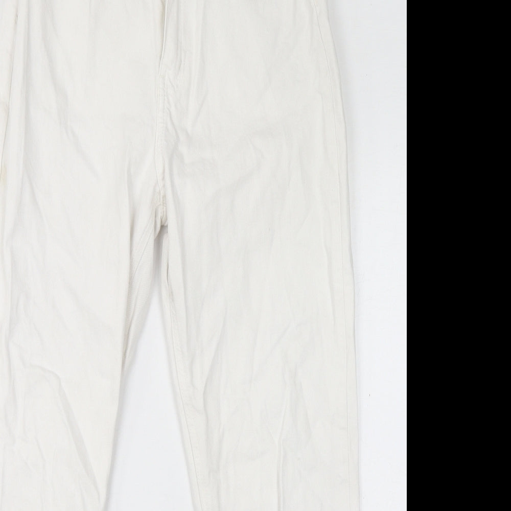 H&M Womens White Cotton Straight Jeans Size 10 L26 in Regular Zip
