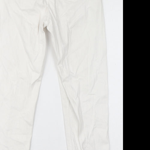 H&M Womens White Cotton Straight Jeans Size 10 L26 in Regular Zip