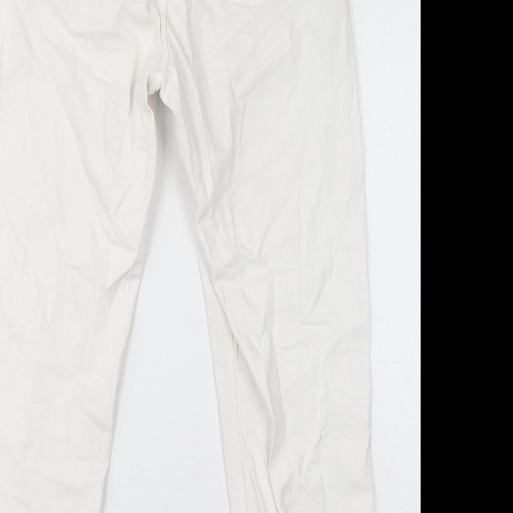 H&M Womens White Cotton Straight Jeans Size 10 L26 in Regular Zip