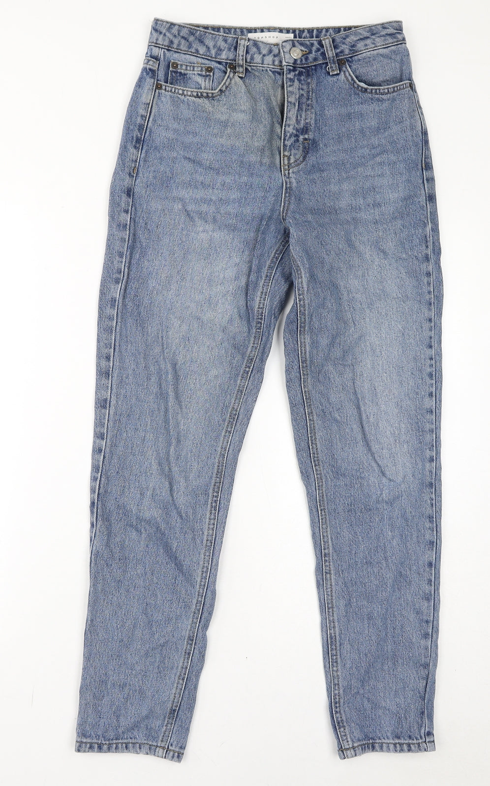 Topshop Womens Blue Cotton Mom Jeans Size 26 in L32 in Regular Zip