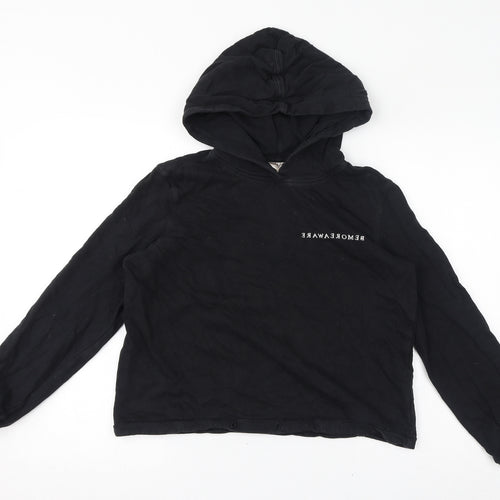 Aware Womens Black Cotton Pullover Hoodie Size S Pullover - Be More Aware Embroidered