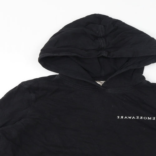 Aware Womens Black Cotton Pullover Hoodie Size S Pullover - Be More Aware Embroidered