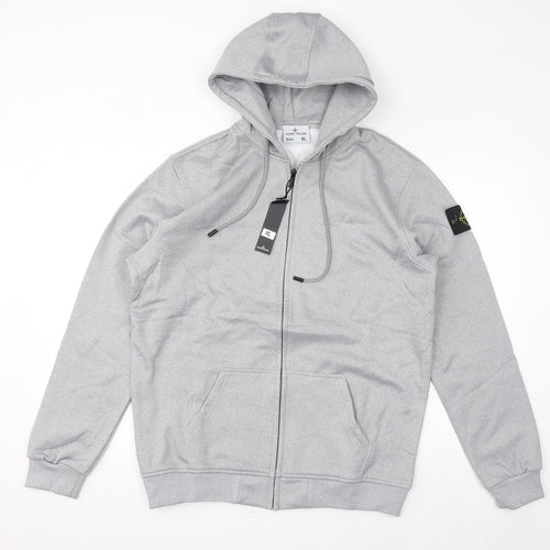 Stone Island Mens Grey Polyester Full Zip Hoodie Size XL