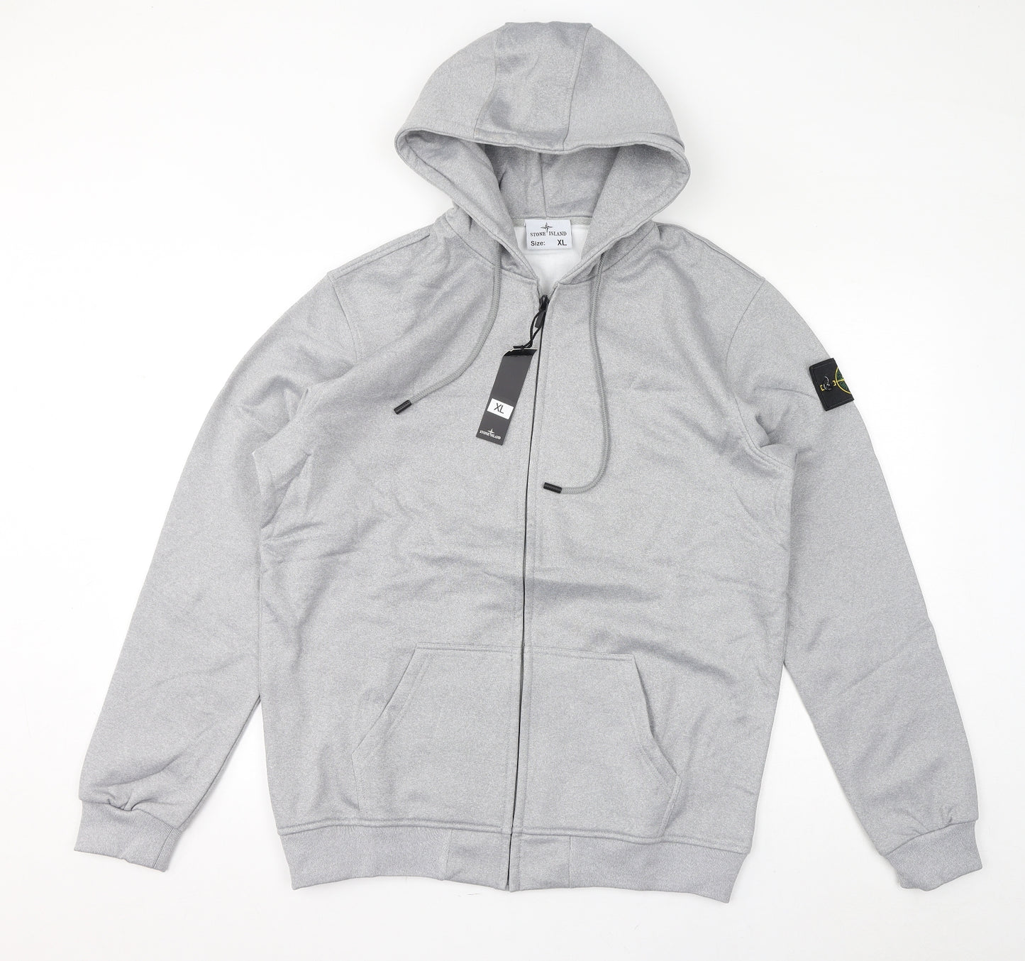 Stone Island Mens Grey Polyester Full Zip Hoodie Size XL