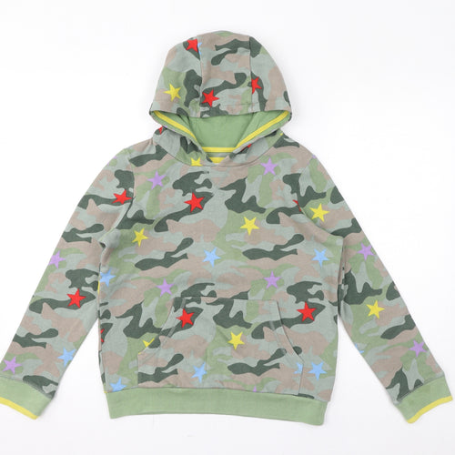Boden Boys Green Camouflage Cotton Pullover Hoodie Size 11-12 Years Pullover - Stars