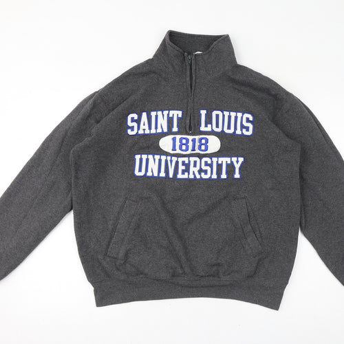 Champion Mens Grey Polyester Henley Sweatshirt Size L - Saint Louis 1818