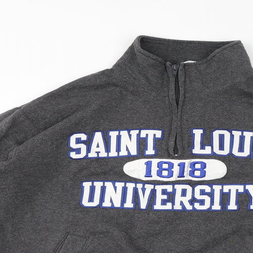 Champion Mens Grey Polyester Henley Sweatshirt Size L - Saint Louis 1818