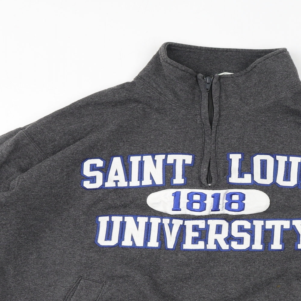 Champion Mens Grey Polyester Henley Sweatshirt Size L - Saint Louis 1818