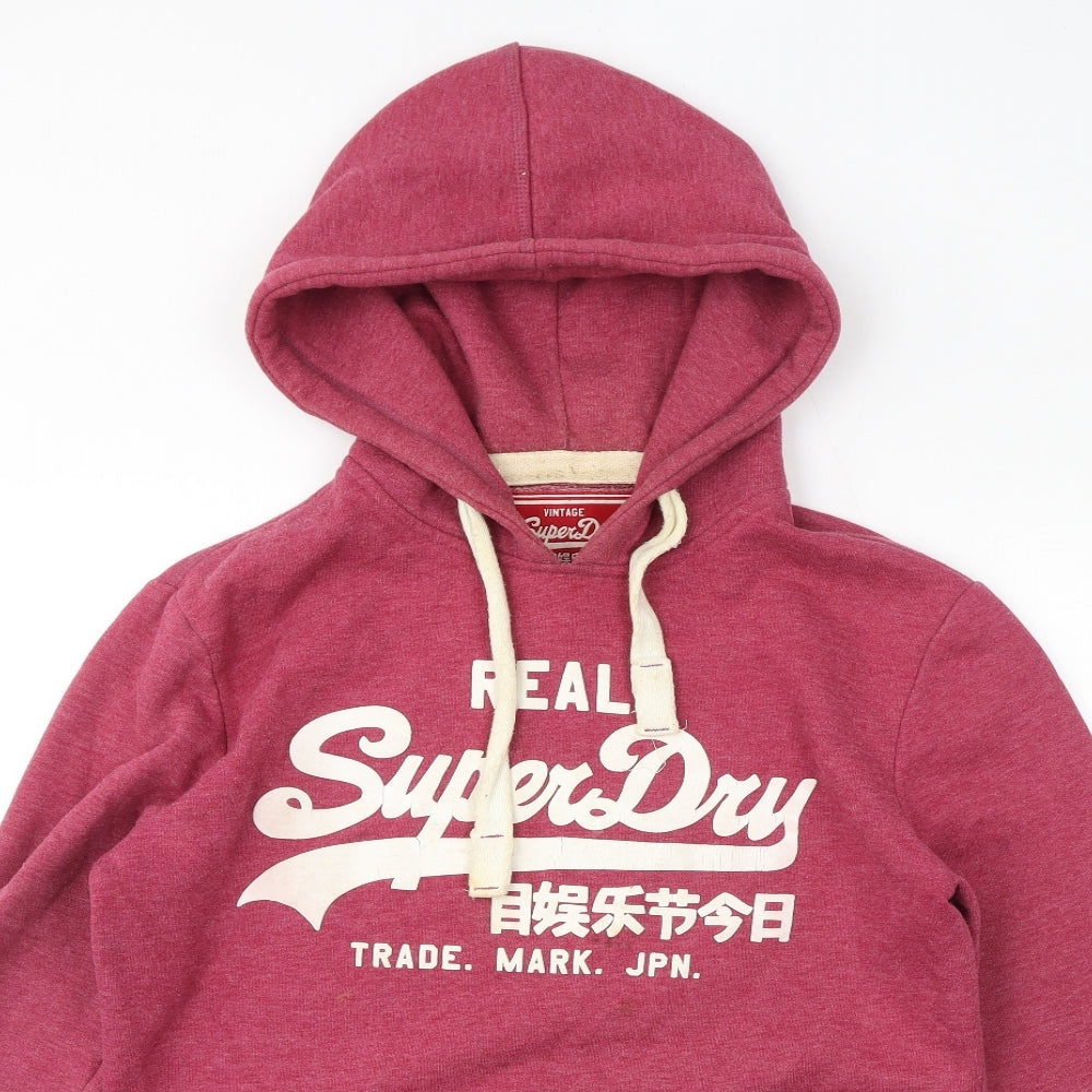 Superdry Womens Pink Cotton Pullover Hoodie Size S Pullover