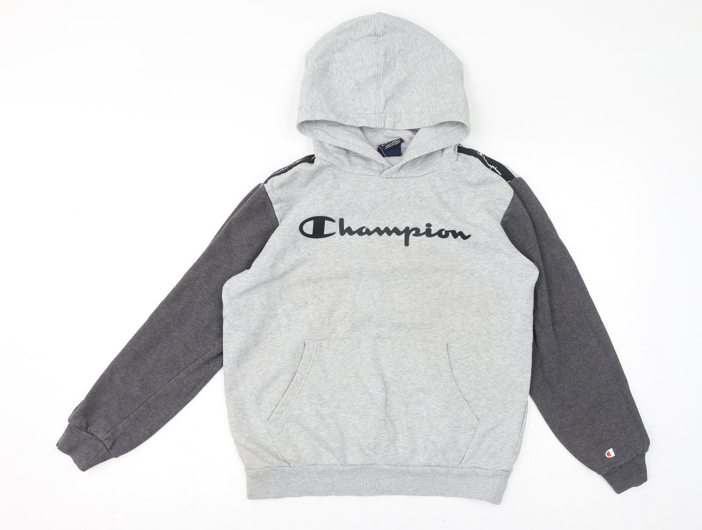 Champion Boys Grey Cotton Pullover Hoodie Size XL Pullover - Logo