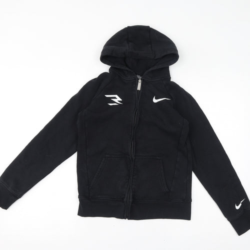 Nike Boys Black Cotton Full Zip Hoodie Size L Zip - Logo