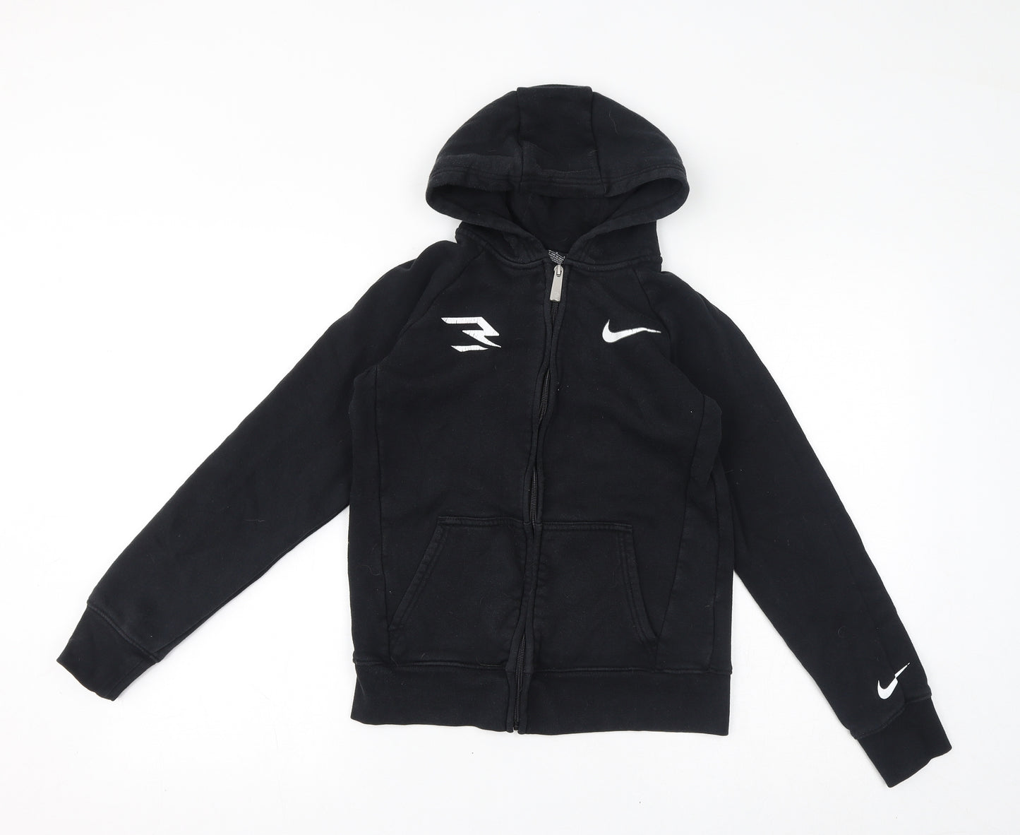 Nike Boys Black Cotton Full Zip Hoodie Size L Zip - Logo