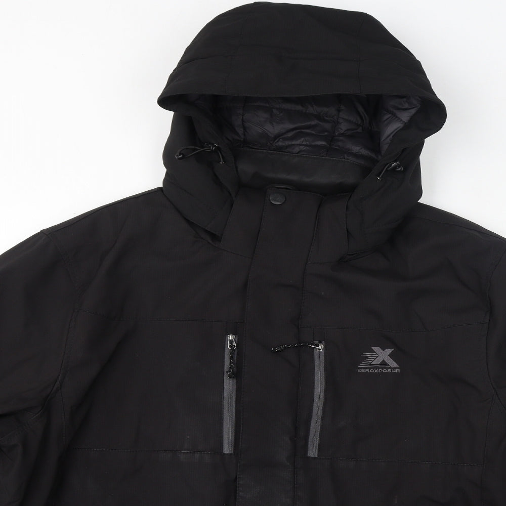 ZeroXposur Mens Black Rain Coat Coat Size XL Zip