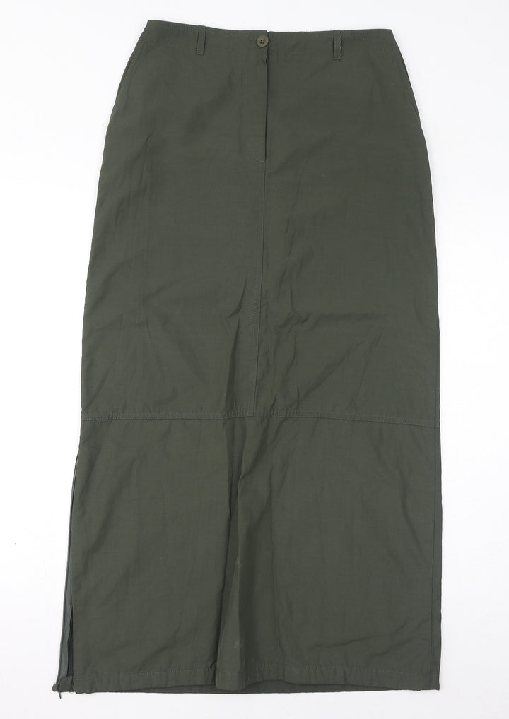 Terre de Marins Womens Green Cotton Straight & Pencil Skirt Size 10 Zip