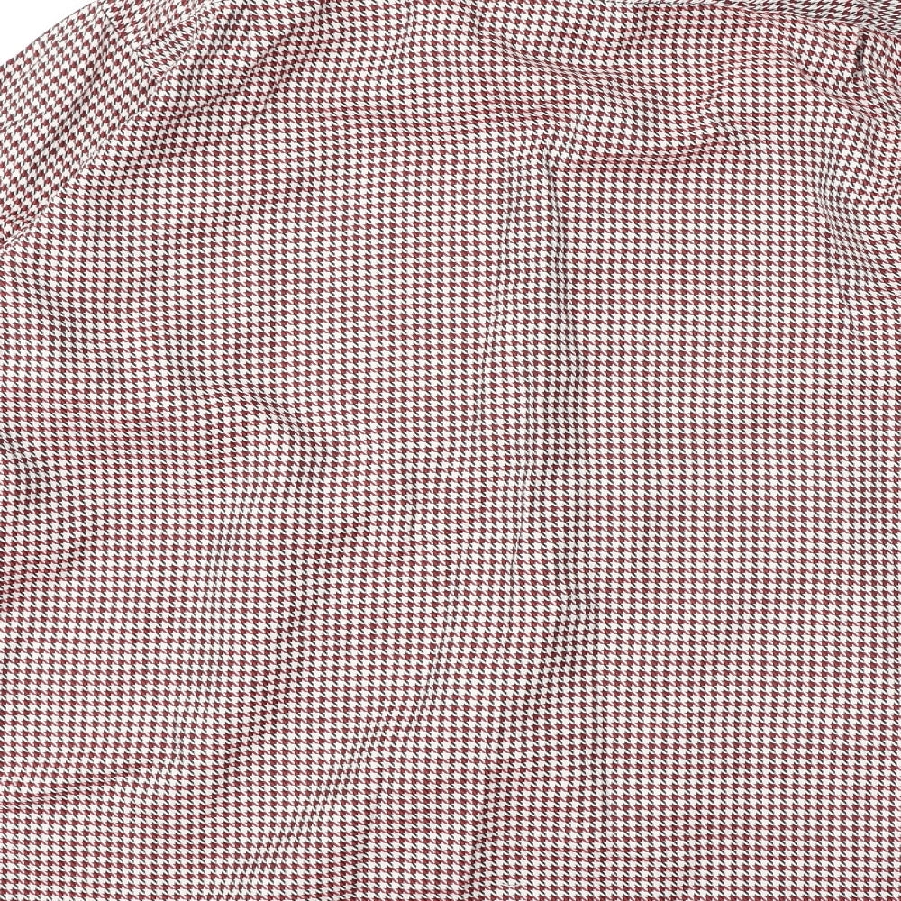 Richard James Mens Red Geometric Polyester Button-Up Size S Collared Button - Houndstooth