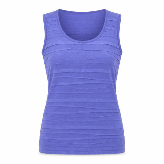 Front view of Wallis women’s purple polyester basic tank, size UK 12, round neck