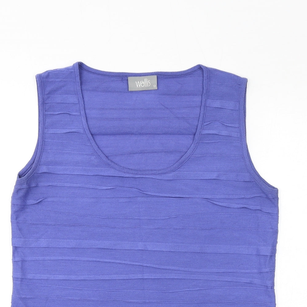Wallis Womens Purple Polyester Basic Tank Size 12 Round Neck