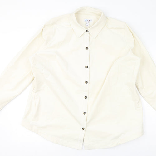 D&Co. Womens Ivory Cotton Basic Button-Up Size 2XL Collared