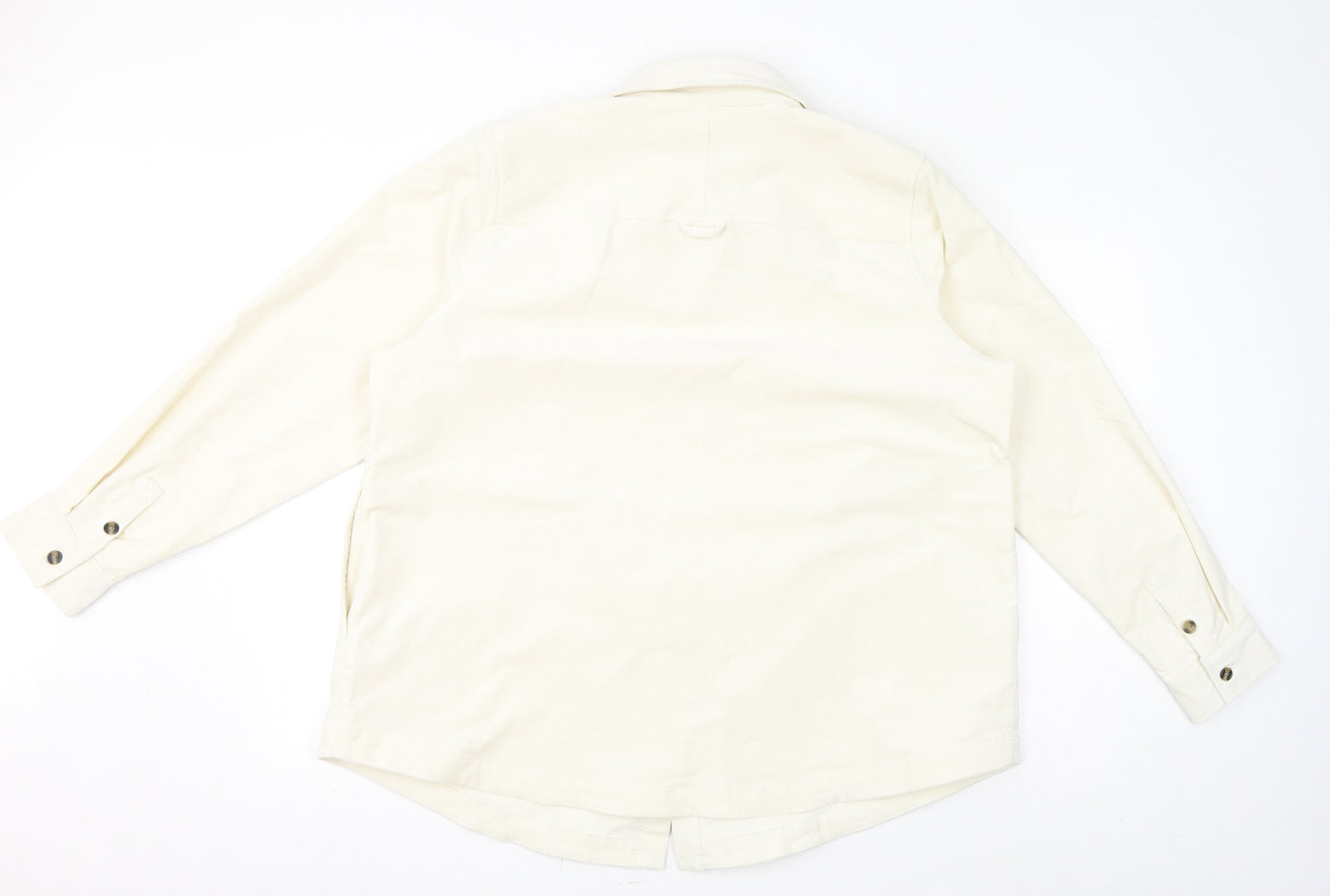 D&Co. Womens Ivory Cotton Basic Button-Up Size 2XL Collared