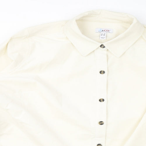 D&Co. Womens Ivory Cotton Basic Button-Up Size 2XL Collared
