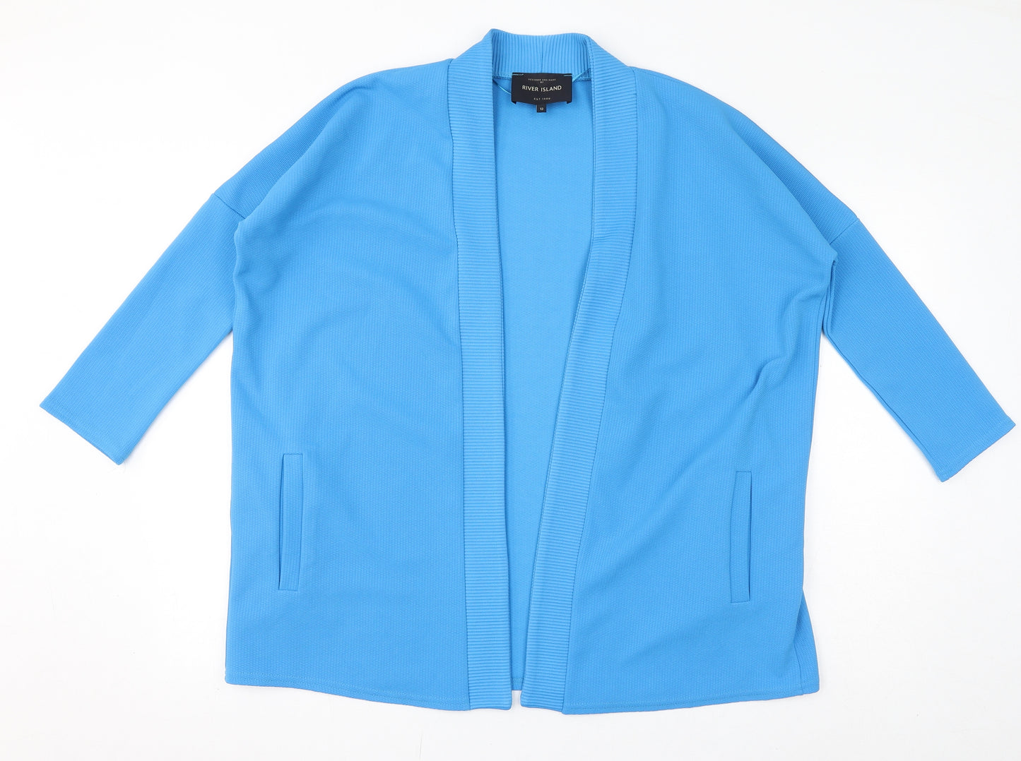 River Island Womens Blue V-Neck Polyester Cape Jumper Size 12