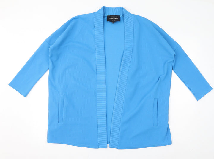 River Island Womens Blue V-Neck Polyester Cape Jumper Size 12