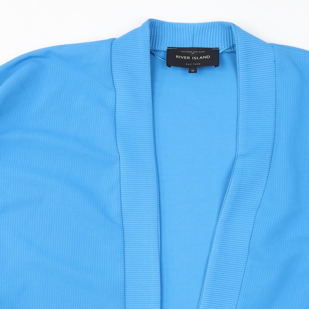 River Island Womens Blue V-Neck Polyester Cape Jumper Size 12