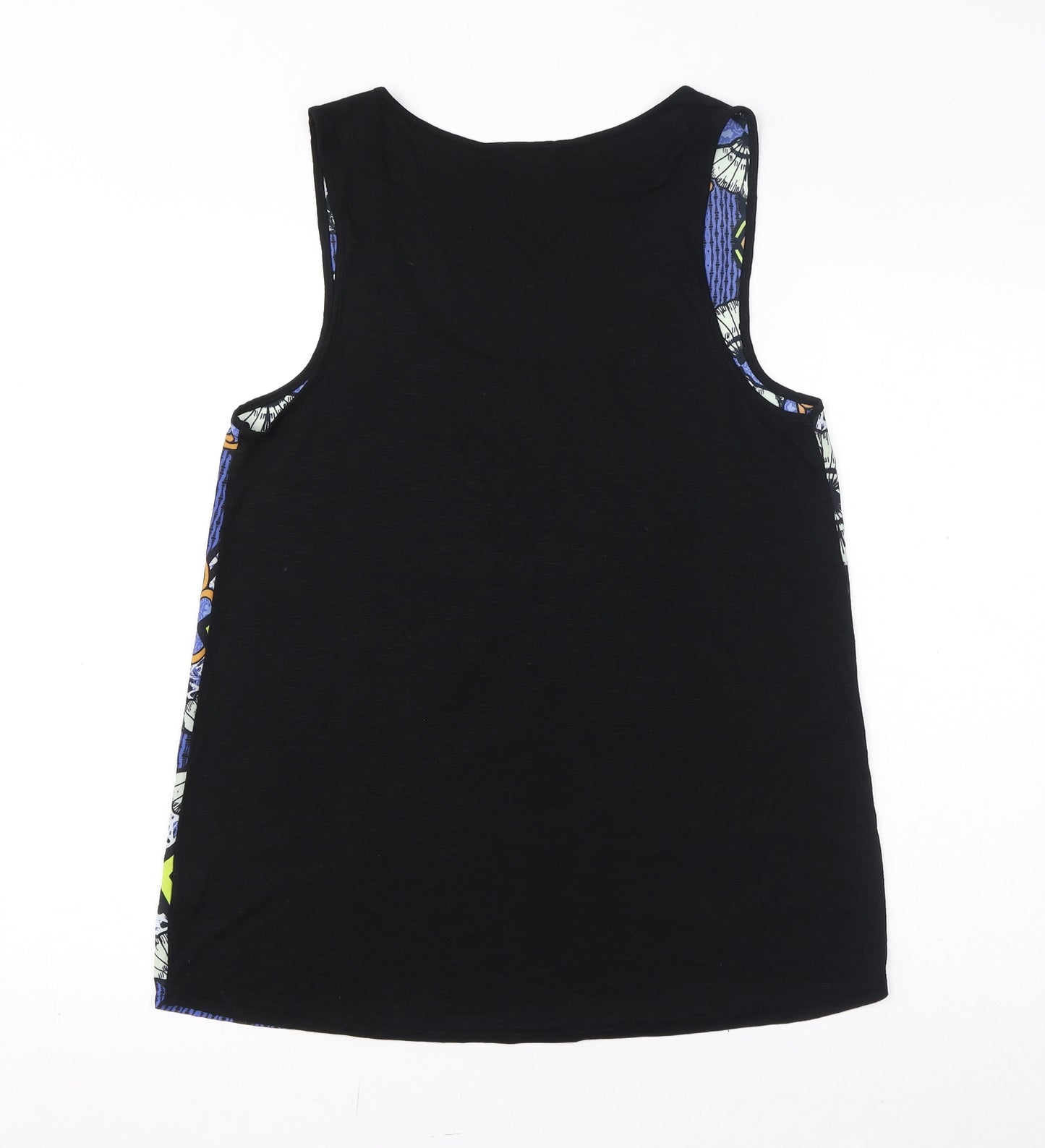 River Island Womens Blue Geometric Viscose Basic Tank Size 12 Scoop Neck