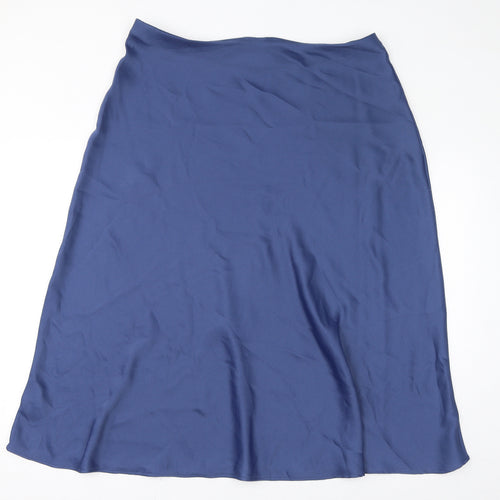 Marks and Spencer Womens Blue Polyester A-Line Skirt Size 18