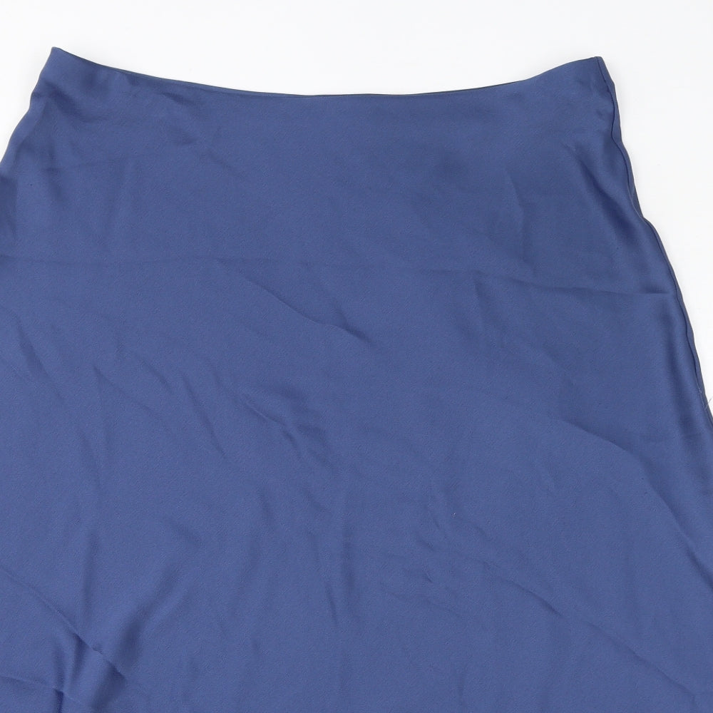 Marks and Spencer Womens Blue Polyester A-Line Skirt Size 18