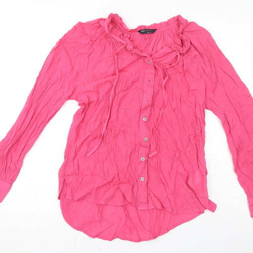 Marks and Spencer Womens Pink Viscose Basic T-Shirt Size 6 Round Neck