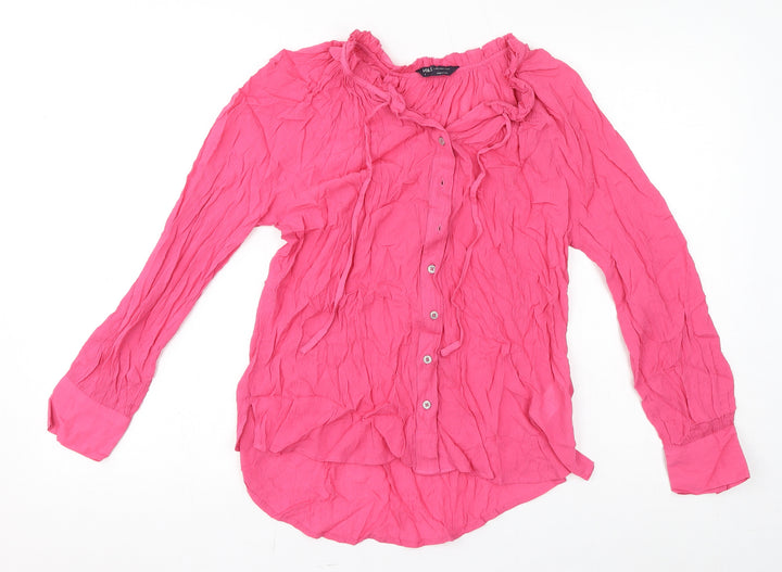 Marks and Spencer Womens Pink Viscose Basic T-Shirt Size 6 Round Neck