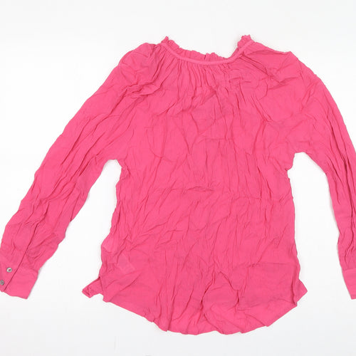 Marks and Spencer Womens Pink Viscose Basic T-Shirt Size 6 Round Neck