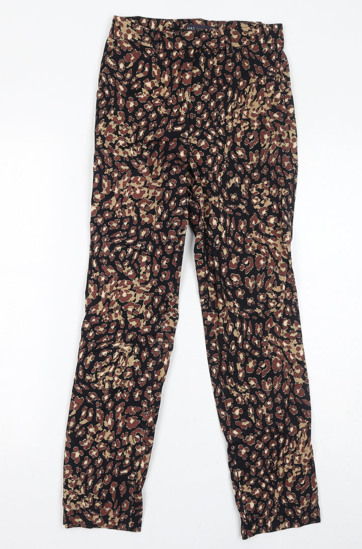 Marks and Spencer Womens Brown Animal Print Cotton Skinny Jeans Size 6 L27 in Regular Zip