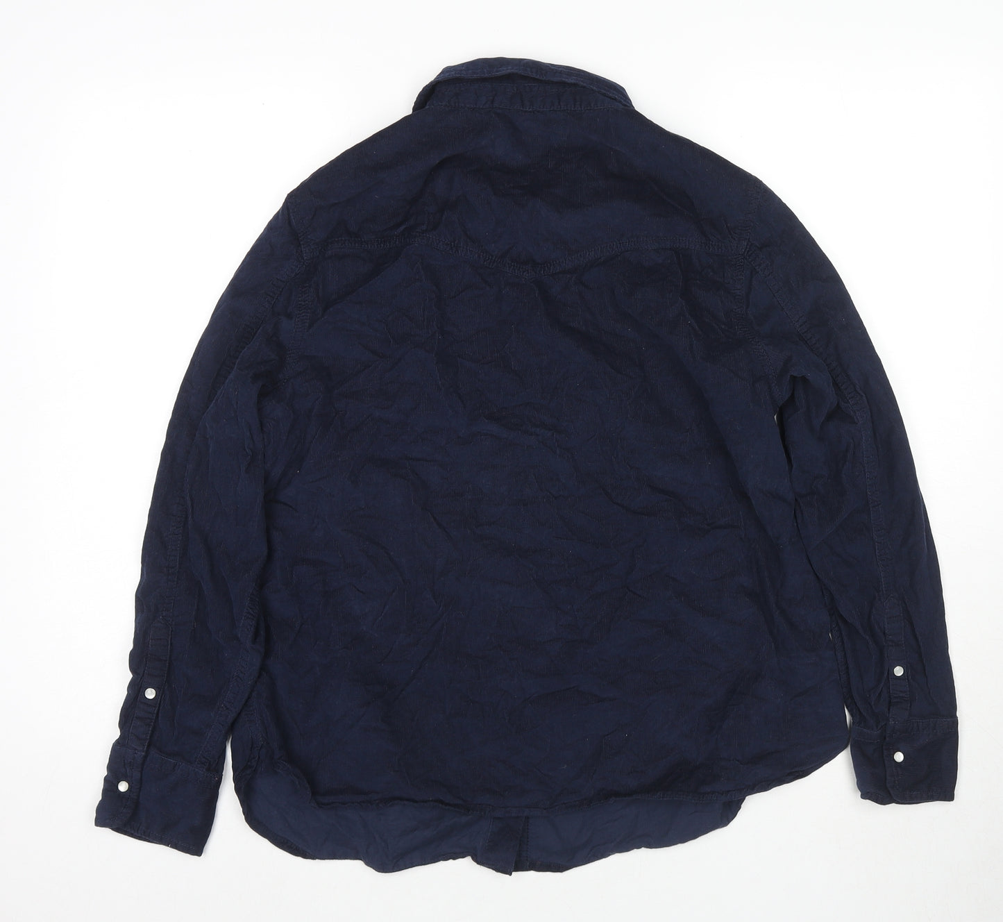 Per Una Womens Blue Cotton Basic Button-Up Size 16 Collared