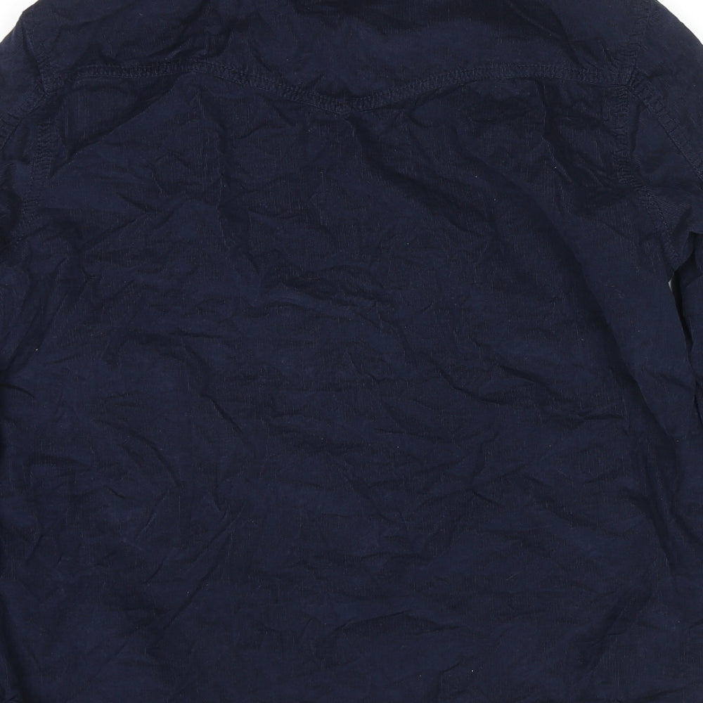 Per Una Womens Blue Cotton Basic Button-Up Size 16 Collared