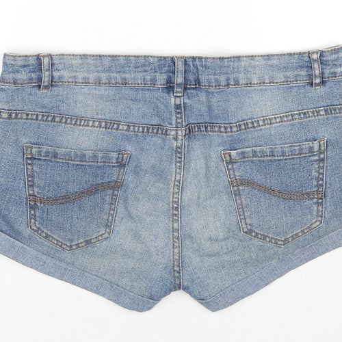Denim & Co. Womens Blue Cotton Hot Pants Shorts Size 12 L3 in Regular Zip