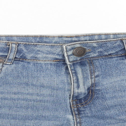 Denim & Co. Womens Blue Cotton Hot Pants Shorts Size 12 L3 in Regular Zip