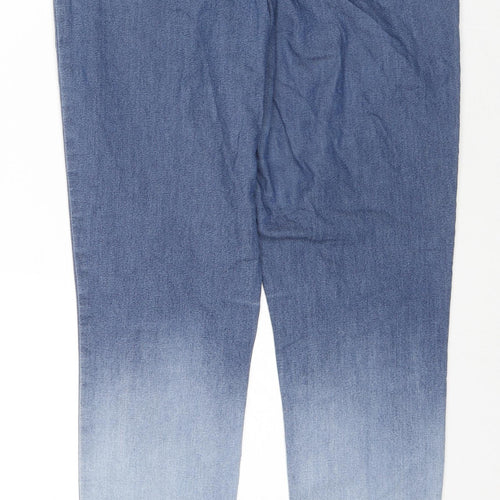 Marks and Spencer Womens Blue Cotton Jegging Jeans Size 14 L28 in Regular - Tie-dye