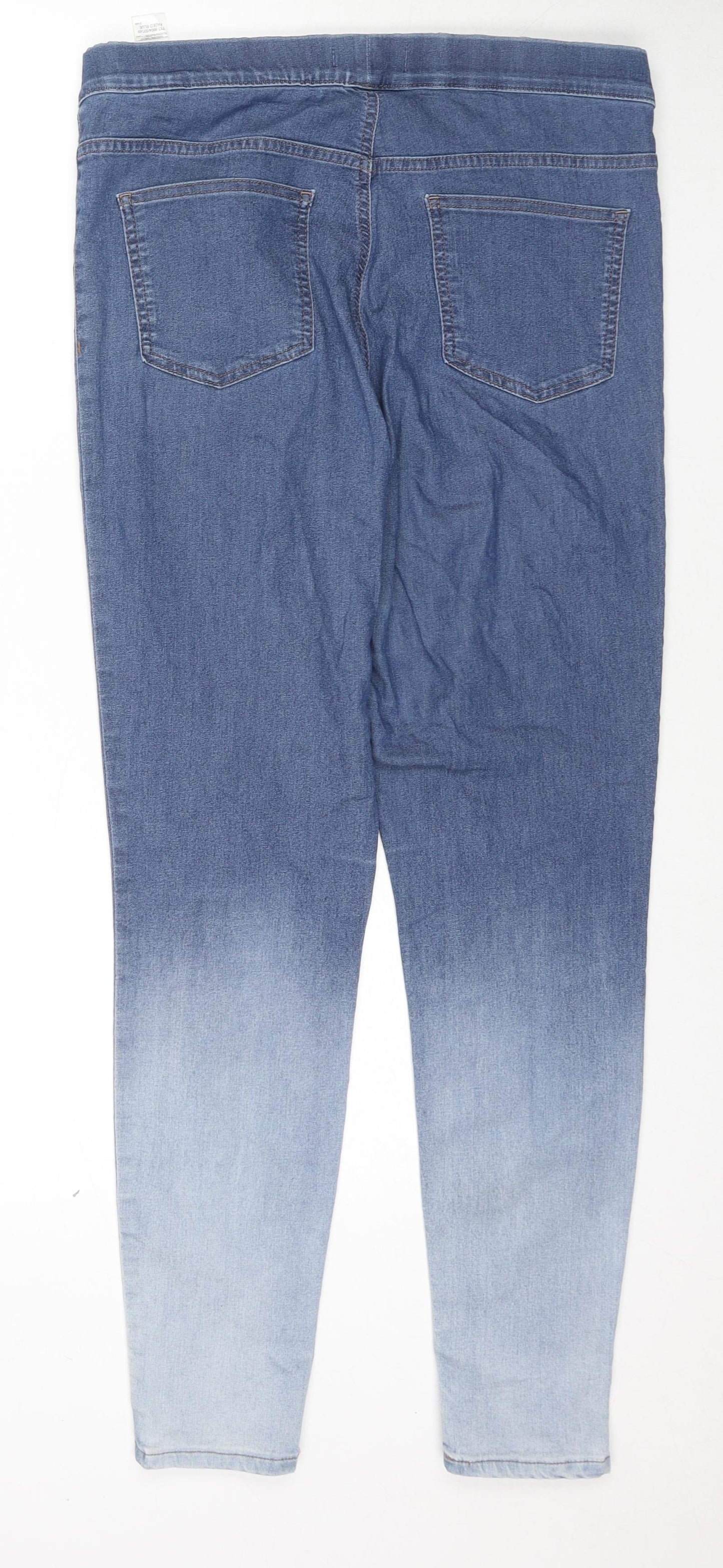 Marks and Spencer Womens Blue Cotton Jegging Jeans Size 14 L28 in Regular - Tie-dye