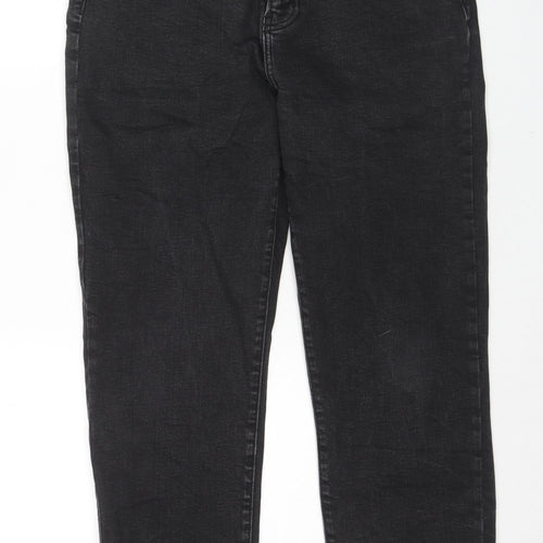 Denim & Co. Womens Black Cotton Straight Jeans Size 12 L26 in Regular Zip
