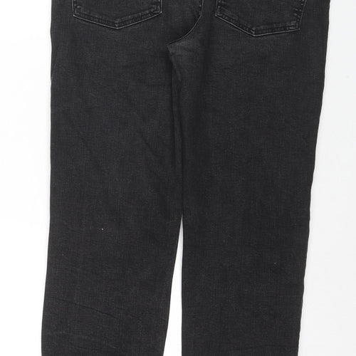 Denim & Co. Womens Black Cotton Straight Jeans Size 12 L26 in Regular Zip