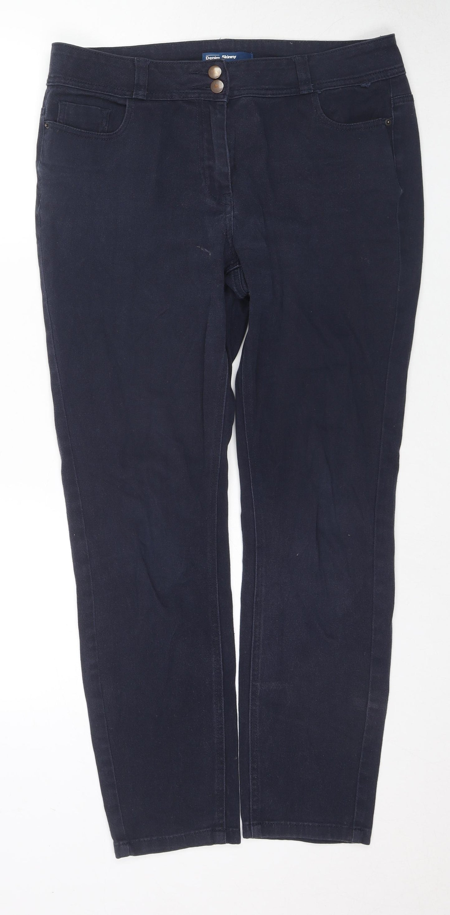 BHS Womens Blue Cotton Skinny Jeans Size 14 L28 in Regular Zip