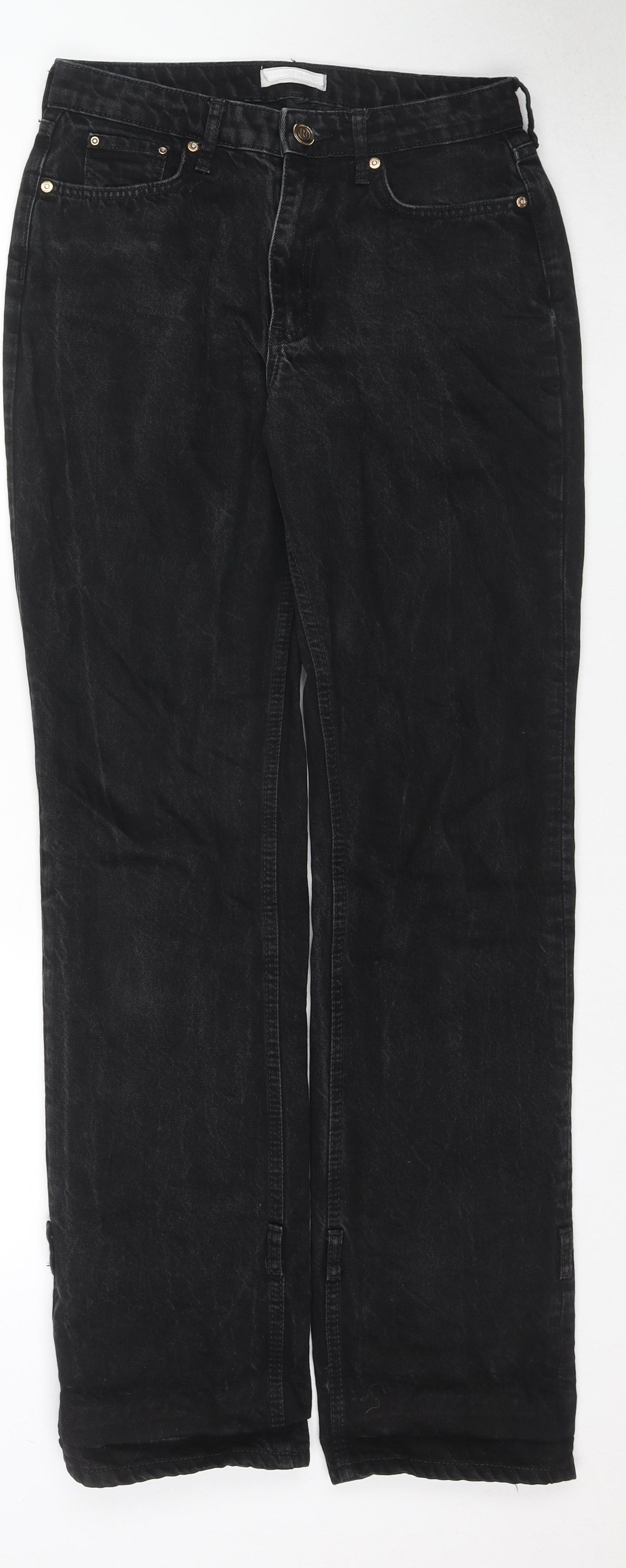 River Island Womens Black Cotton Straight Jeans Size 10 L31 in Regular Zip