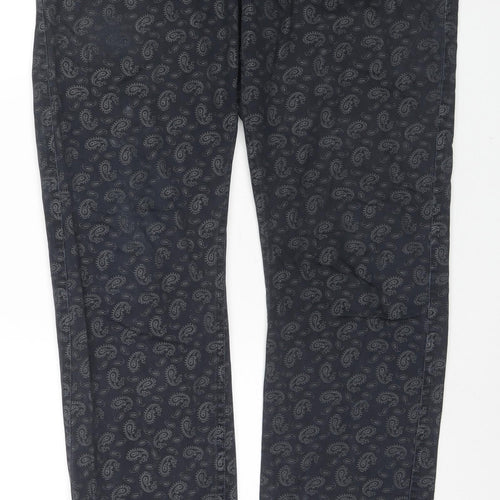DOCKERS Mens Blue Paisley Cotton Trousers Size 36 in L34 in Regular Zip